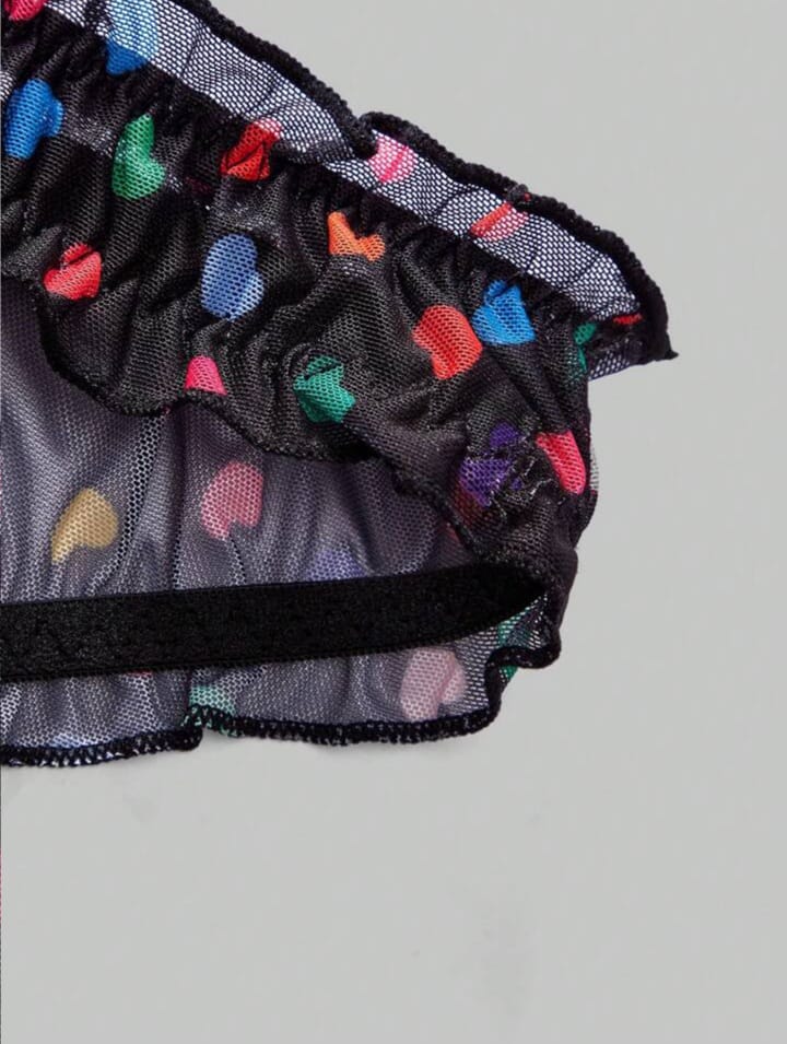 Men's Ruffled Heart Mesh Sexy Briefs